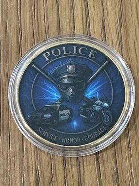 Police Collectible Coin - Blue and Gold Shield Motif